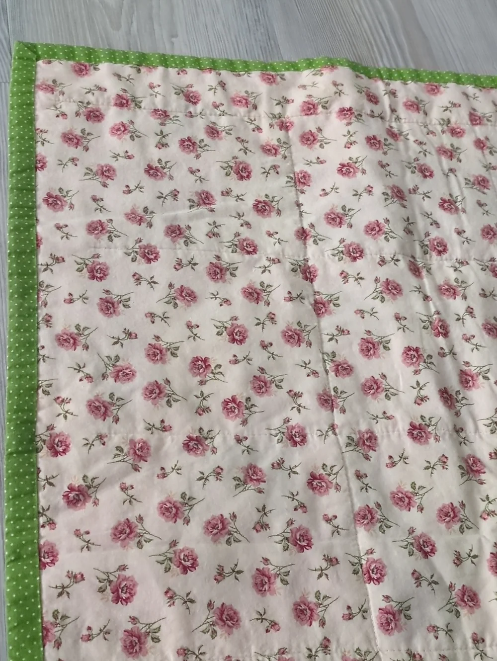 Handmade Pink Patchwork Quilt Wall Hanging Floral Cottagecore Shabby Chic Decor